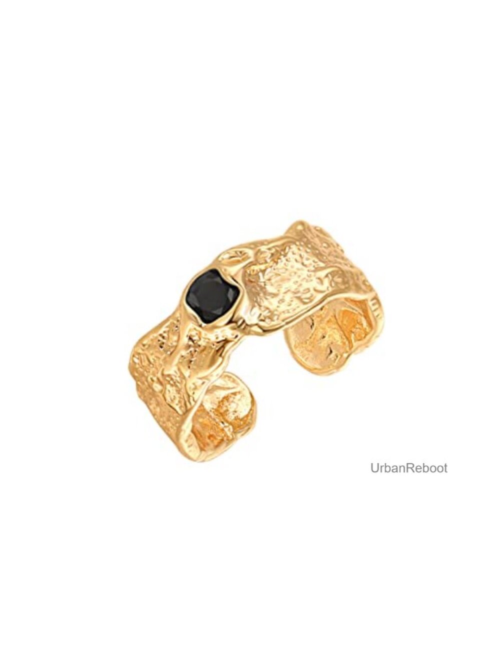 18K Gold Plated Chunky Knuckle Rings Stacking Midi Thumb Finger Rings Black